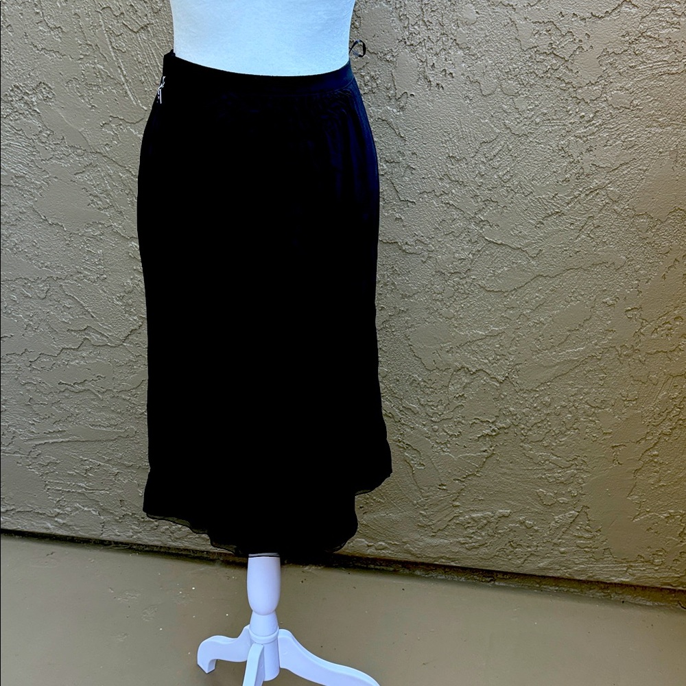 LOUIS VUITTON Vintage Black Silk Fabric Skirt